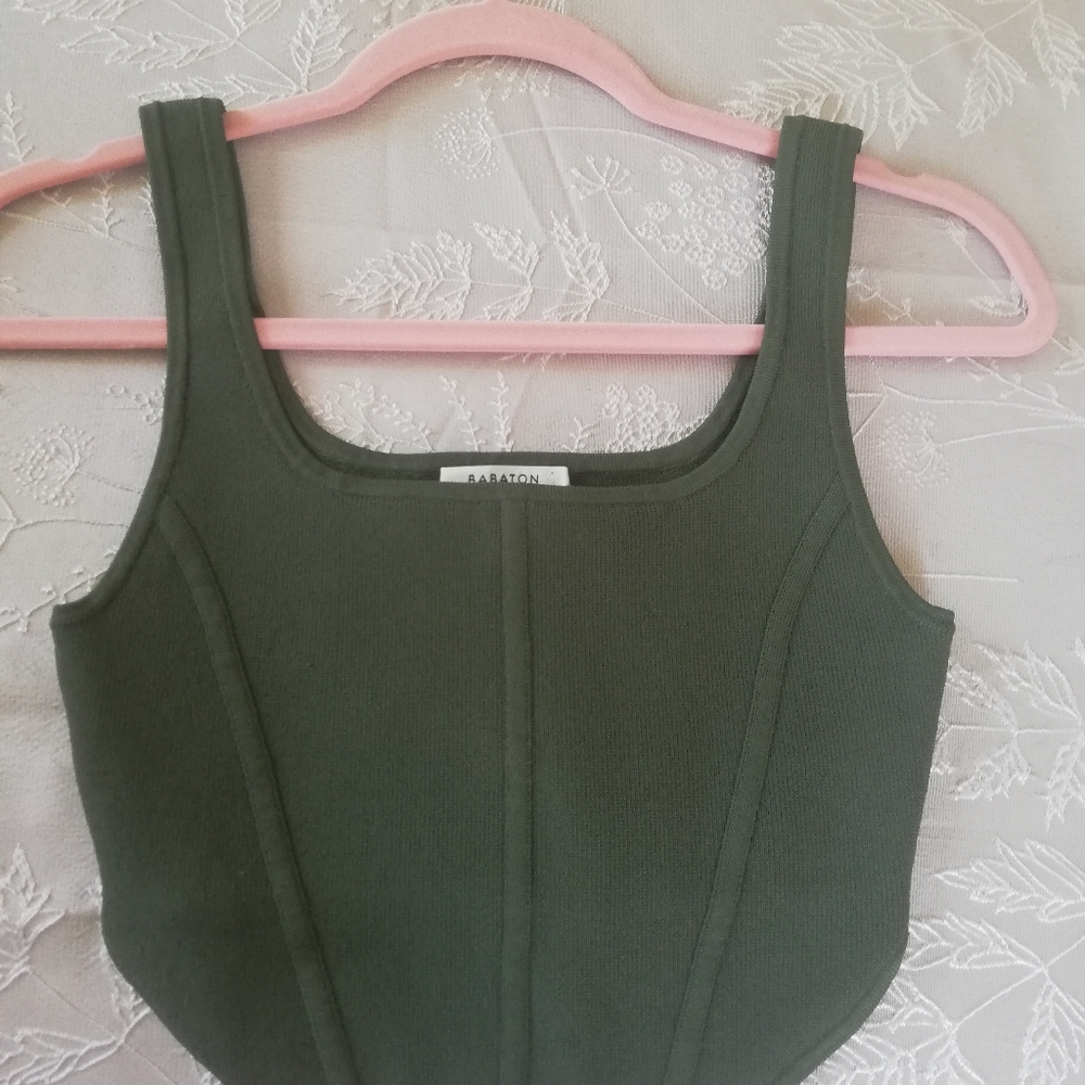 Aritzia Baton Green Corset Style Crop Top